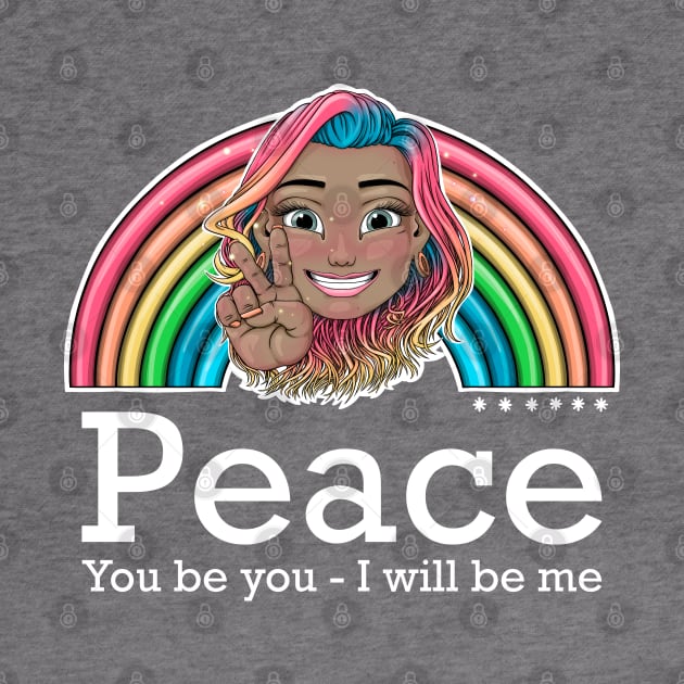 rainbow Reva Prisma peace sign emoji (white text) by Mei.illustration